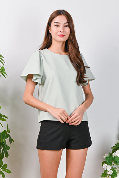 All Would Envy Tops ALYSON SLEEVED BUTTON TOP IN MINT