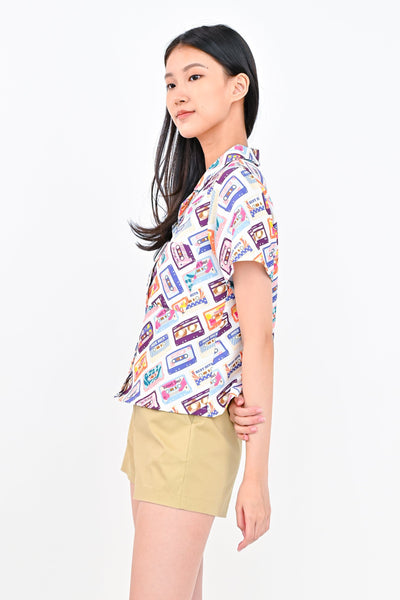All Would Envy Tops CASSETTE LADIES' CAMP-COLLAR SHIRT