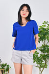 All Would Envy Tops ESTERI SLEEVED TWO-WAY TOP IN COBALT BLUE