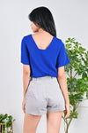 All Would Envy Tops ESTERI SLEEVED TWO-WAY TOP IN COBALT BLUE