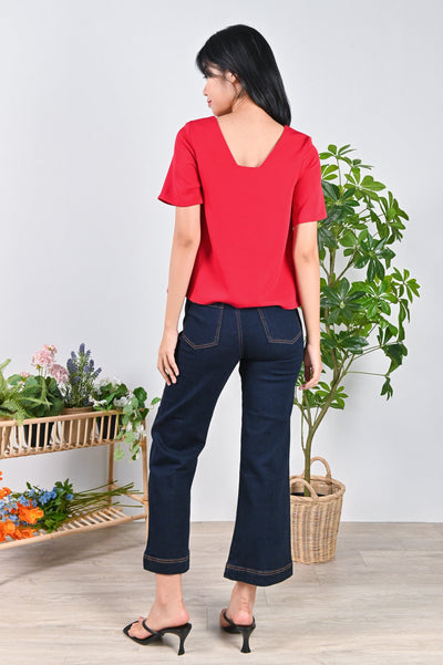 All Would Envy Tops ESTERI SLEEVED TWO-WAY TOP IN RED