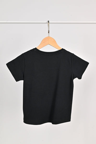 All Would Envy Tops UNIVERSE EMBROIDERY POCKET KIDS TEE IN BLACK