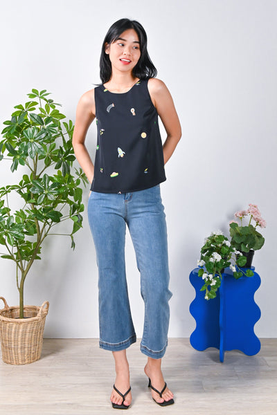 All Would Envy Tops UNIVERSE EMBROIDERY TWO-WAY TOP
