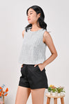 All Would Envy Tops ZELMIRA BUTTON TWEED TOP IN WHITE