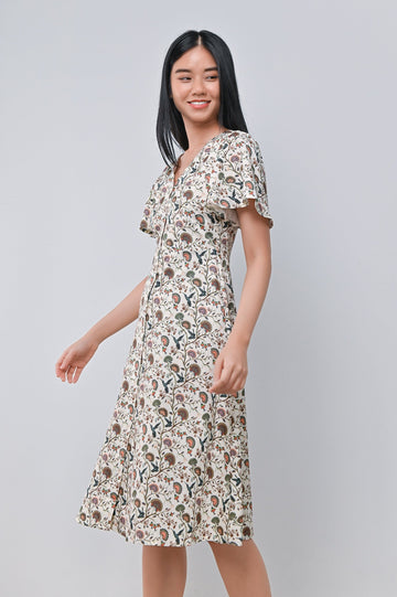 AWE Dresses BLESSING ON WINGS BUTTON MIDI DRESS