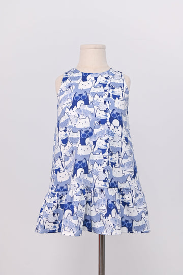 AWE Dresses BLUE WATERMELON CAT KIDS’ DRESS