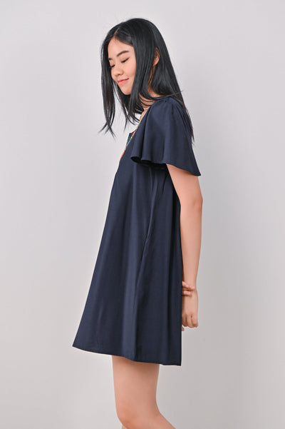 AWE Dresses BONGCHA EMBROIDERY DRESS IN NAVY