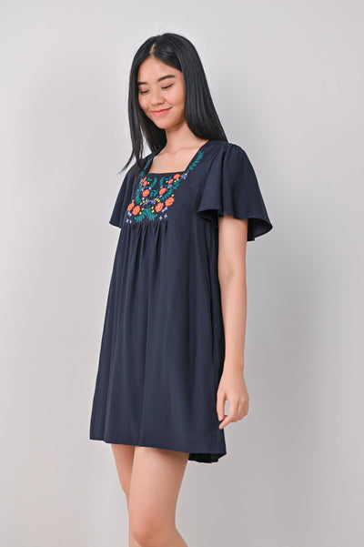 AWE Dresses BONGCHA EMBROIDERY DRESS IN NAVY