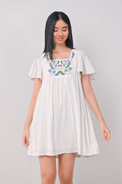 AWE Dresses BONGCHA EMBROIDERY DRESS IN WHITE
