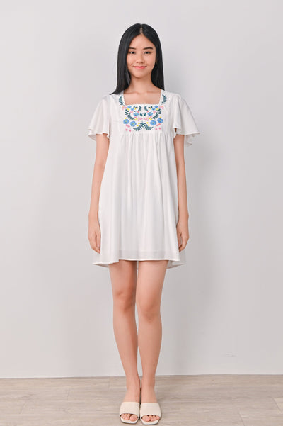 AWE Dresses BONGCHA EMBROIDERY DRESS IN WHITE