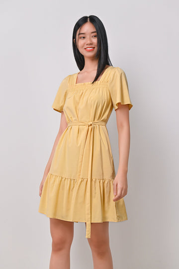 AWE Dresses CALLIOPE SQUARE-NECK DRESS IN YELLOW