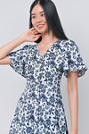 AWE Dresses CAMY NAVY SLEEVED BUTTON DRESS