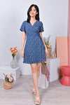 AWE Dresses CHERYL FLORAL WRAP DRESS IN BLUE