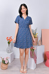 AWE Dresses CHERYL FLORAL WRAP DRESS IN BLUE