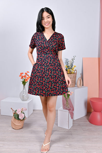 AWE Dresses CHERYL FLORAL WRAP DRESS IN RED FLORAL