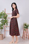 AWE Dresses CRESSIDA SLEEVED PLEAT DRESS IN RED FLORAL