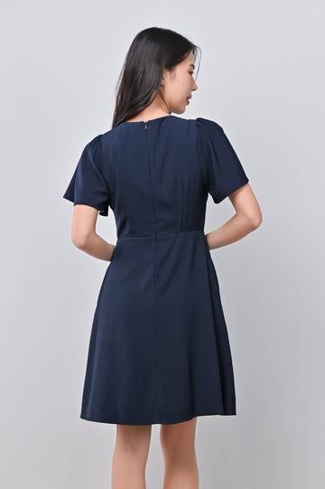AWE Dresses DURI SLEEVED BUTTON DRESS IN NAVY