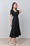 AWE Dresses EUNBI PLEAT-DETAIL DRESS IN BLACK