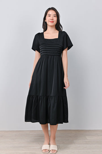 AWE Dresses EUNBI PLEAT-DETAIL DRESS IN BLACK