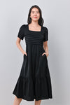 AWE Dresses EUNBI PLEAT-DETAIL DRESS IN BLACK