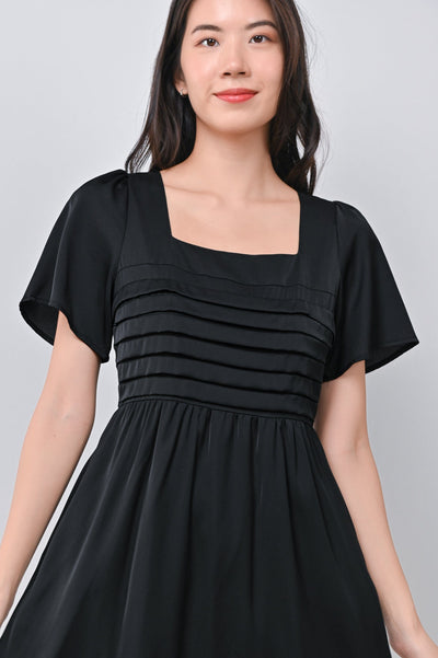 AWE Dresses EUNBI PLEAT-DETAIL DRESS IN BLACK