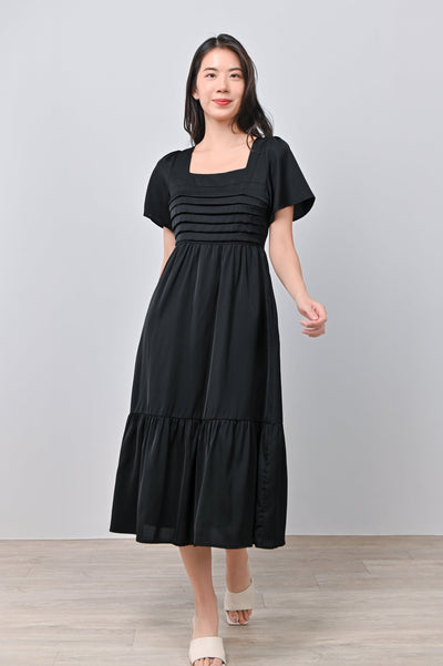 AWE Dresses EUNBI PLEAT-DETAIL DRESS IN BLACK