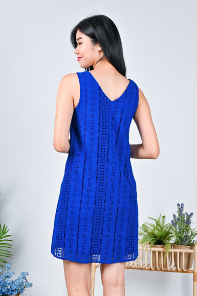 AWE Dresses FRANCESCA EYELET DRESS IN COBALT BLUE