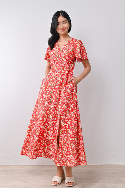 AWE Dresses GERMAINE MAXI DRESS IN RED FLORAL