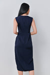 AWE Dresses HAE-IN RUCHED OVERLAP DRESS IN NAVY