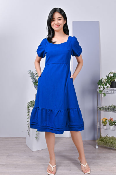AWE Dresses JENNIFER PINTUCK DRESS IN BLUE