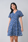 AWE Dresses JOULANI FLORAL BUTTON DRESS IN BLUE