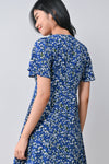 AWE Dresses JOULANI FLORAL BUTTON DRESS IN BLUE