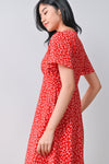 AWE Dresses JOULANI FLORAL BUTTON DRESS IN RED