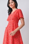 AWE Dresses JOULANI FLORAL BUTTON DRESS IN RED