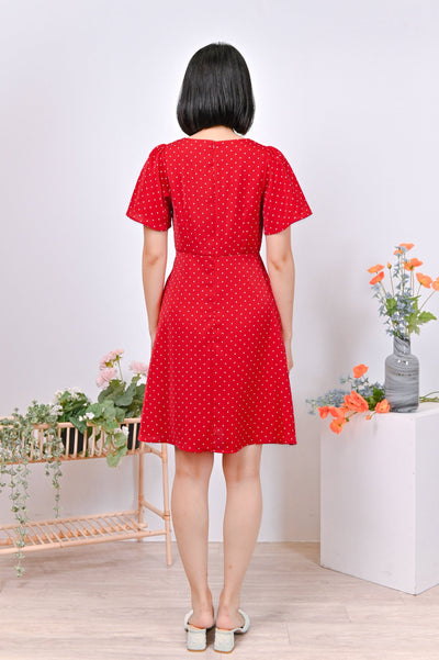 AWE Dresses JOULU BUTTON DRESS IN RED POLKA