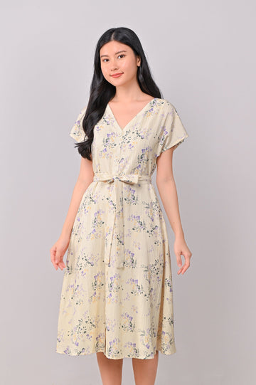 AWE Dresses KIMIA SLEEVED BUTTON DRESS IN CREAM