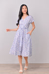 AWE Dresses KIMIA SLEEVED BUTTON DRESS IN LILAC