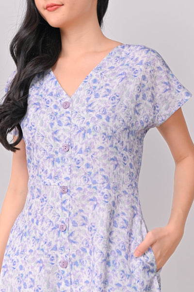 AWE Dresses KIMIA SLEEVED BUTTON DRESS IN LILAC