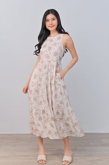 AWE Dresses KINDRA EYELET TIERED MAXI DRESS