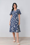 AWE Dresses LENNOX BUTTON DRESS IN NAVY FLORAL