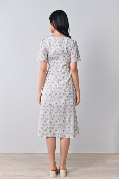 AWE Dresses LENNOX BUTTON DRESS IN WHITE FLORAL