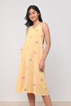 AWE Dresses LUCKY CAT EMB. A-LINE DRESS IN YELLOW