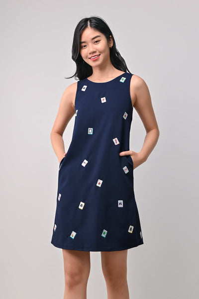 AWE Dresses MAHJONG A-LINE DRESS IN NAVY