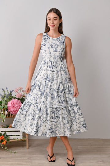 AWE Dresses MAXINE TIERED DRESS IN BLUE