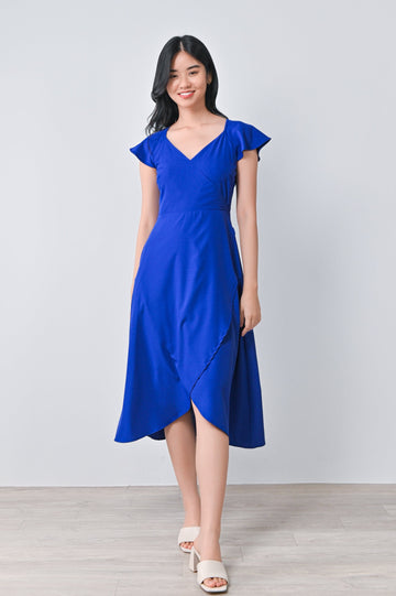 AWE Dresses NOLA V-NECK DRESS IN BLUE