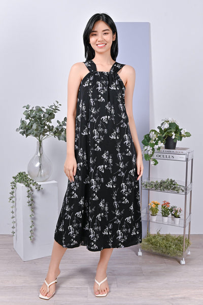 AWE Dresses QING ABSTRACT FLORAL DRESS IN BLACK