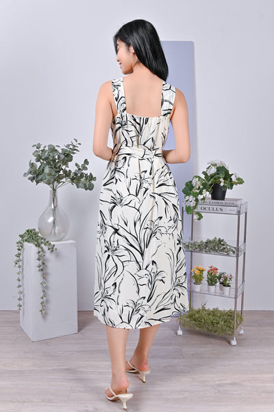 AWE Dresses QING ABSTRACT FLORAL DRESS IN CREAM