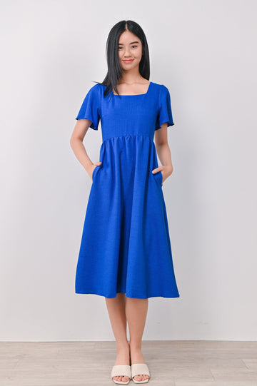 AWE Dresses QUEREN SQUARE-NECK DRESS IN COBALT BLUE
