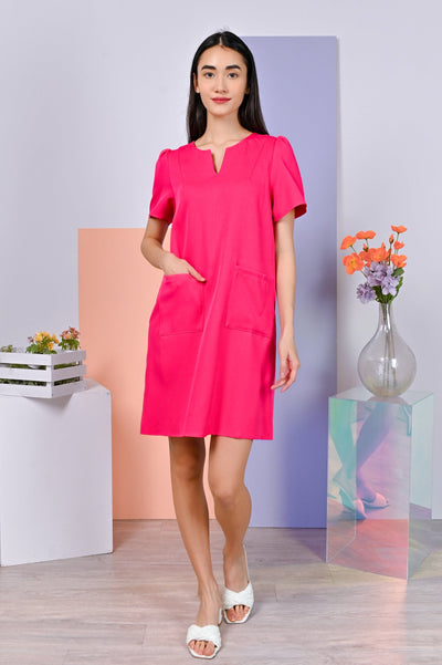 AWE Dresses RAYNA PATCH POCKET DRESS IN ROSE