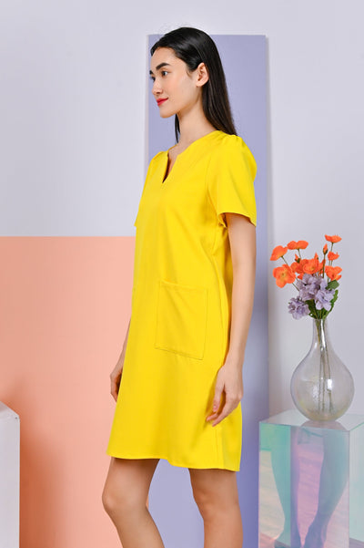 AWE Dresses RAYNA PATCH POCKET DRESS IN YELLOW